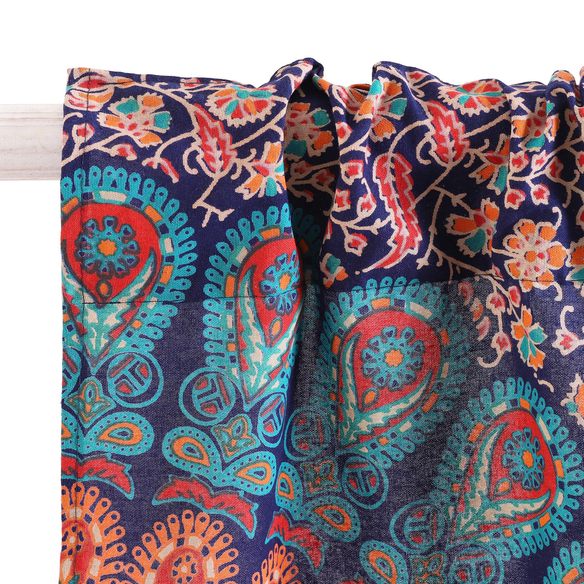 Indian Hippie Bohemian Beautiful Peacock Mandala Curtain Panels Room Divider Blue (Blue Multicolor / 18"W x 32"L (Pack of 2))