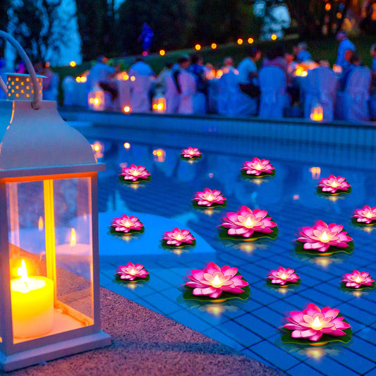 24 Pcs Diwali Floating Lotus Lights (Pink / 5.91 Inch)