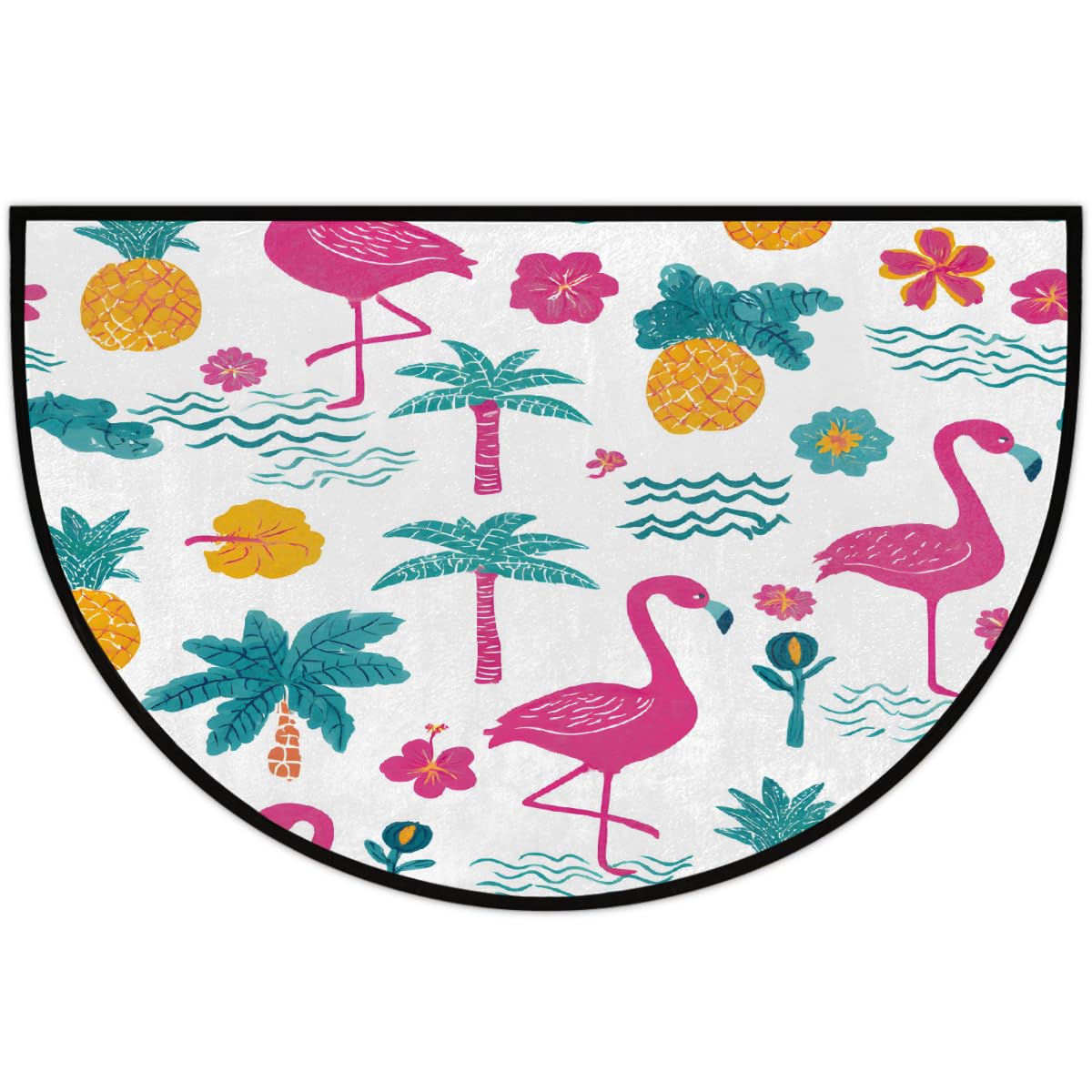 Flamingo Half Round Door Mat Semi Moon Rug Fireplace Carpet Area Rugs (Color2)
