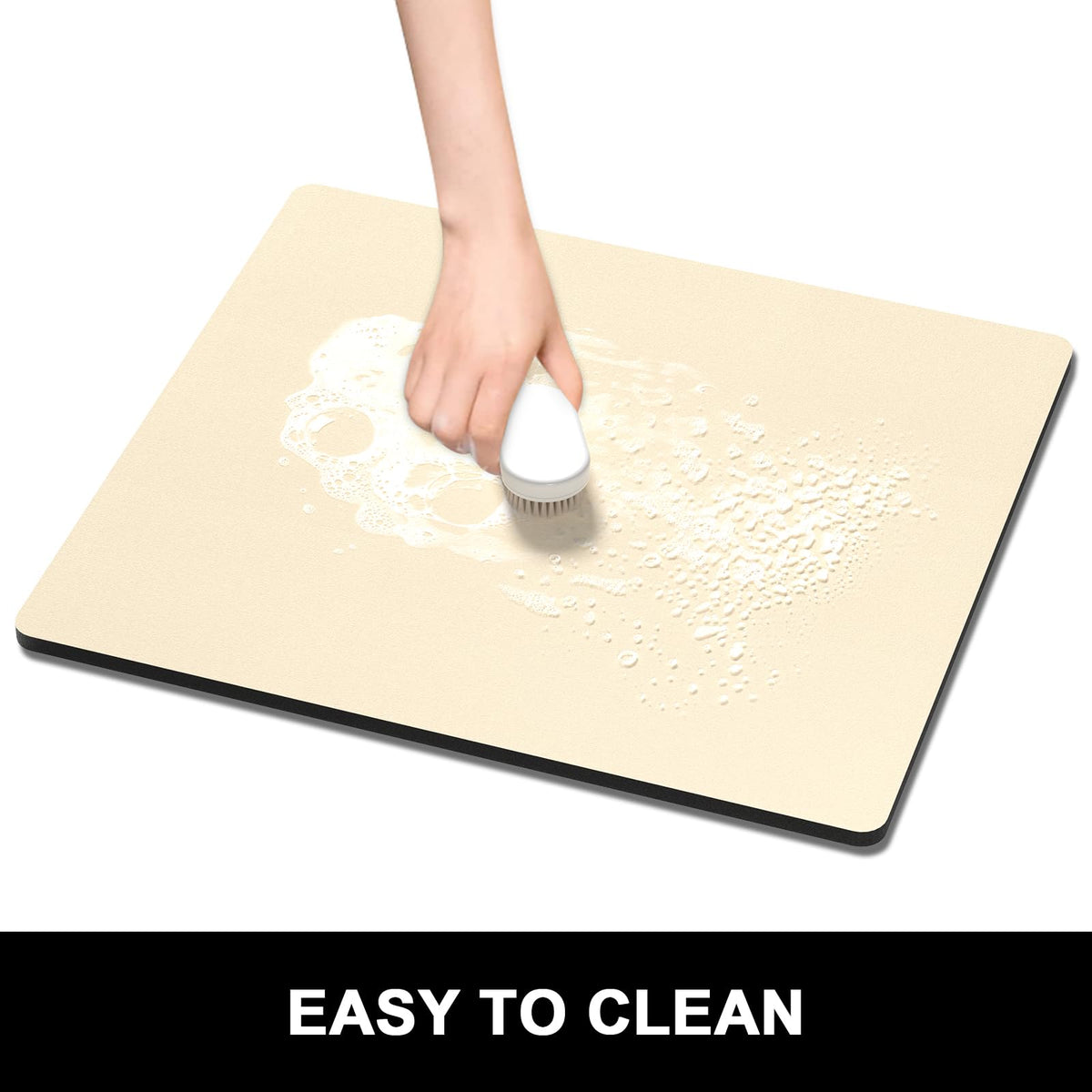 Dish Drying Mat for Kitchen Counter (A-Beige / 16" x 18")