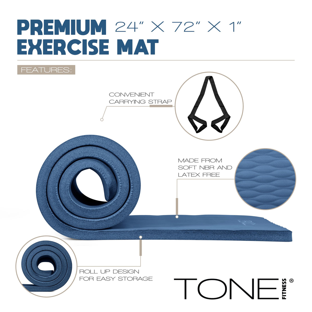 1" Extra Thick Yoga Mat (Mesh / Blue)