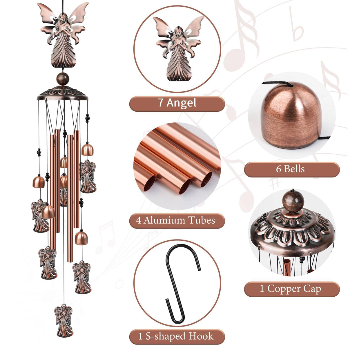 Angel Wind Chimes (Copper / Angel)