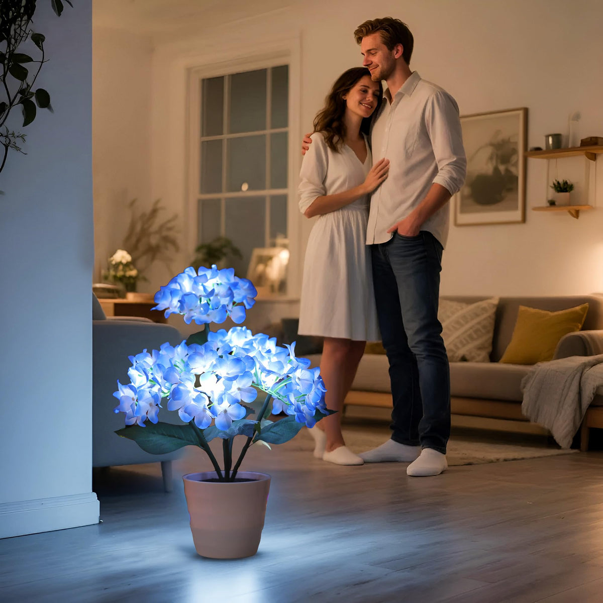 Blue Hydrangea Lamp Decor for Christmas Mother Valentines Day Birthday (HYDRANGEA FLOWR-B)