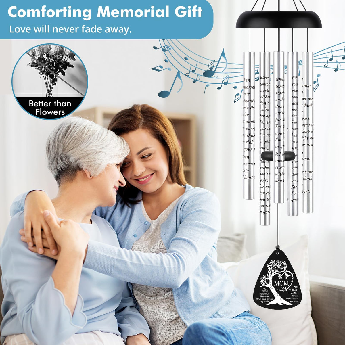 32'' Sympathy Wind Chimes Memorial Gifts for Loss of Mom Cardinal (32 inches)