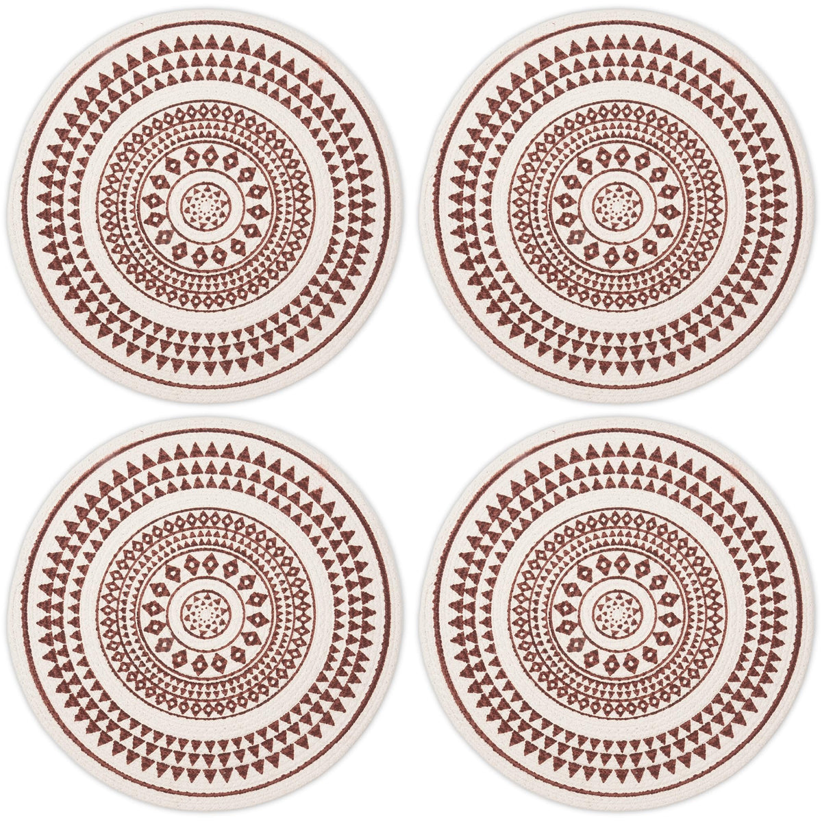 Dining Placemats (Maroon Mandala-3 Print / 13" (Set of 4))