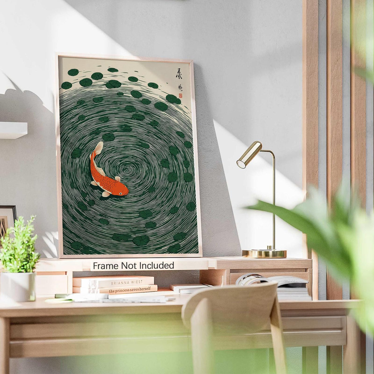Japanese Koi Fish Poster Oriental Asian Lucky Carp Canvas Wall Art Vintage Japan Room Aesthetic Prints Minimal Green Painting for Zen Water Living Room Office Wall Decor 24x36in Unframed (Unframed / Japanese Koi Fish / 36"L x 24"W)