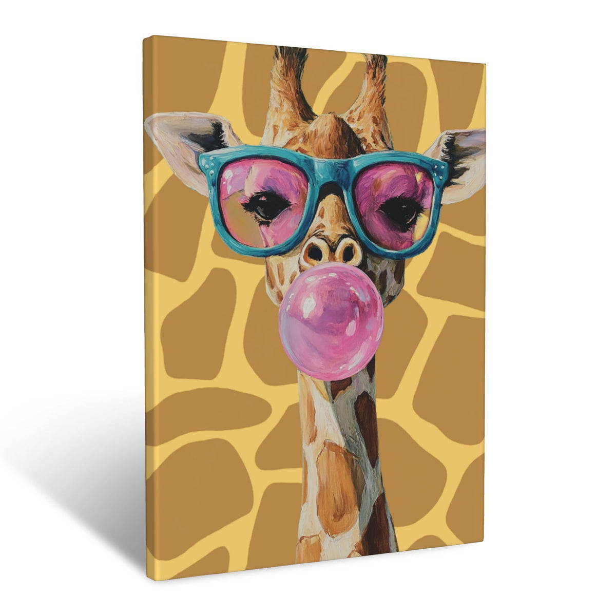 Funny Giraffe Canvas Wall Art Animal Print Painting Framed ArtWork 12"x16" (Funny Giraffe / 16"L x 12"W)
