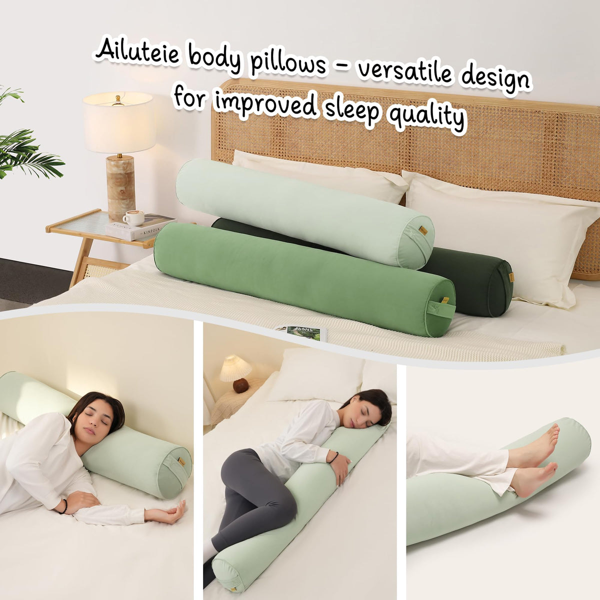 Body Pillow for Adults (Celadon Green / 59"*7.87")