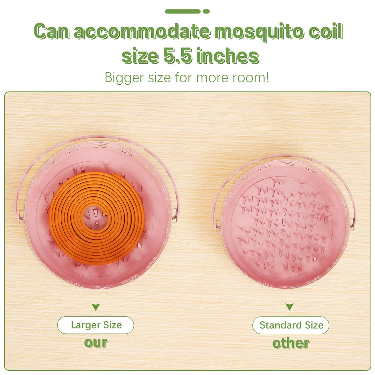 2 Pack Portable Iron Mosquito Coil Holder with Handle (2 Pack Pink)
