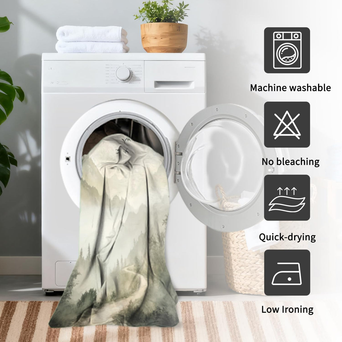 Mountain Landscape Shower Curtain with Hooks (Mountain Forest)