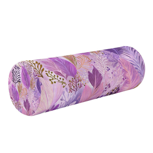 c Neck Roll Pillow Bolster Round Health Memory Foam Long Cervical Cylinder Pillows with Removable Washable Cover for Body Bed Legs Back Yoga (Boho Pink Leaf)
