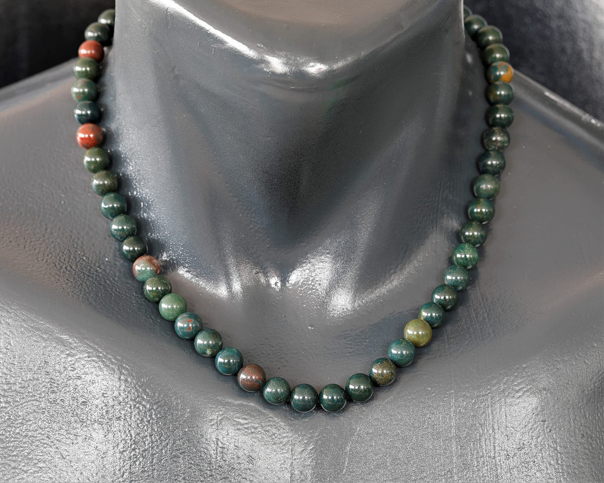 Natural Bloodstone Beaded Choker Necklace (Bloodstone / 34 Inches)