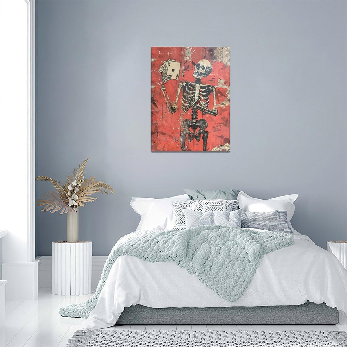 Skull Wall Art Gothic Skeleton Spooky Pictures Wall Decor Dark Horror Canvas Painting Home Modern Artwork Decorations Framed for Bathroom Living Room Bedroom Office 12 x 16 inch (12" x 16" / Skull)