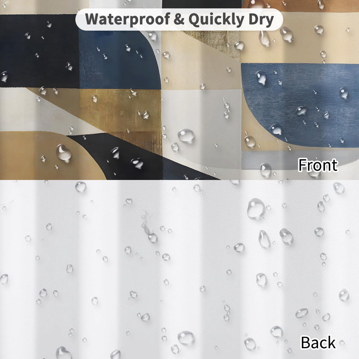 Modern Abstract Shower Curtain with Hooks (Artistic Geometric)