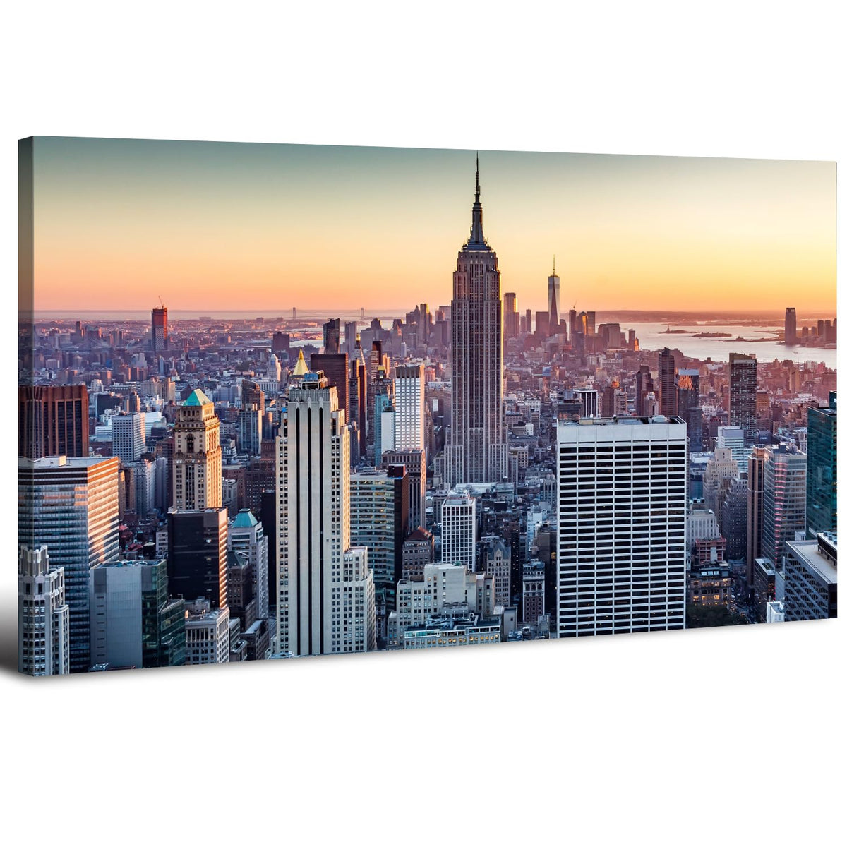 New York City Skyline Wall Art Living Room Modern Building Picture 20x40 (40"L x 20"W / New York)