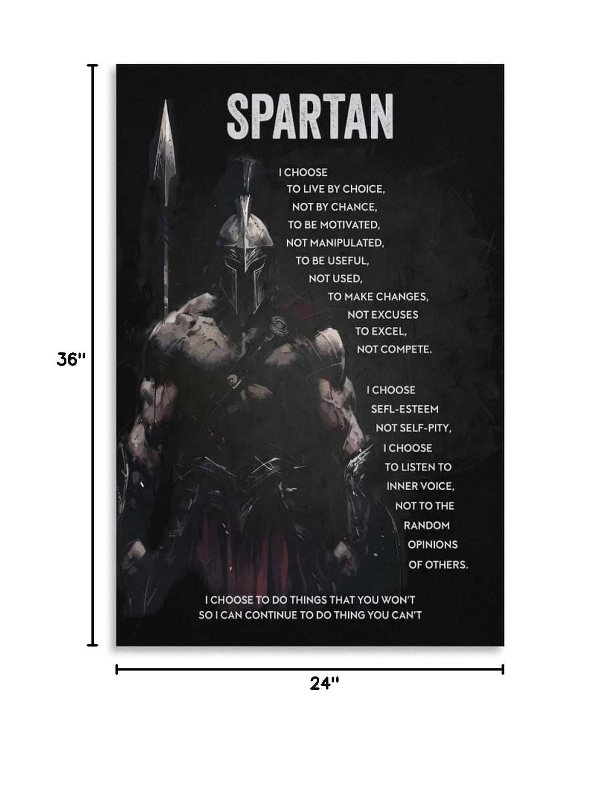 Spartan Quote Motivational Canvas Printing Wall Art Prints Wall Decor Posters Dark Warrior Philosophy Black Modern Living Room Bedroom Office Gym Aesthetic Decor 24x36inch (style-21 / 24x36inch(60x90cm) Unframe)