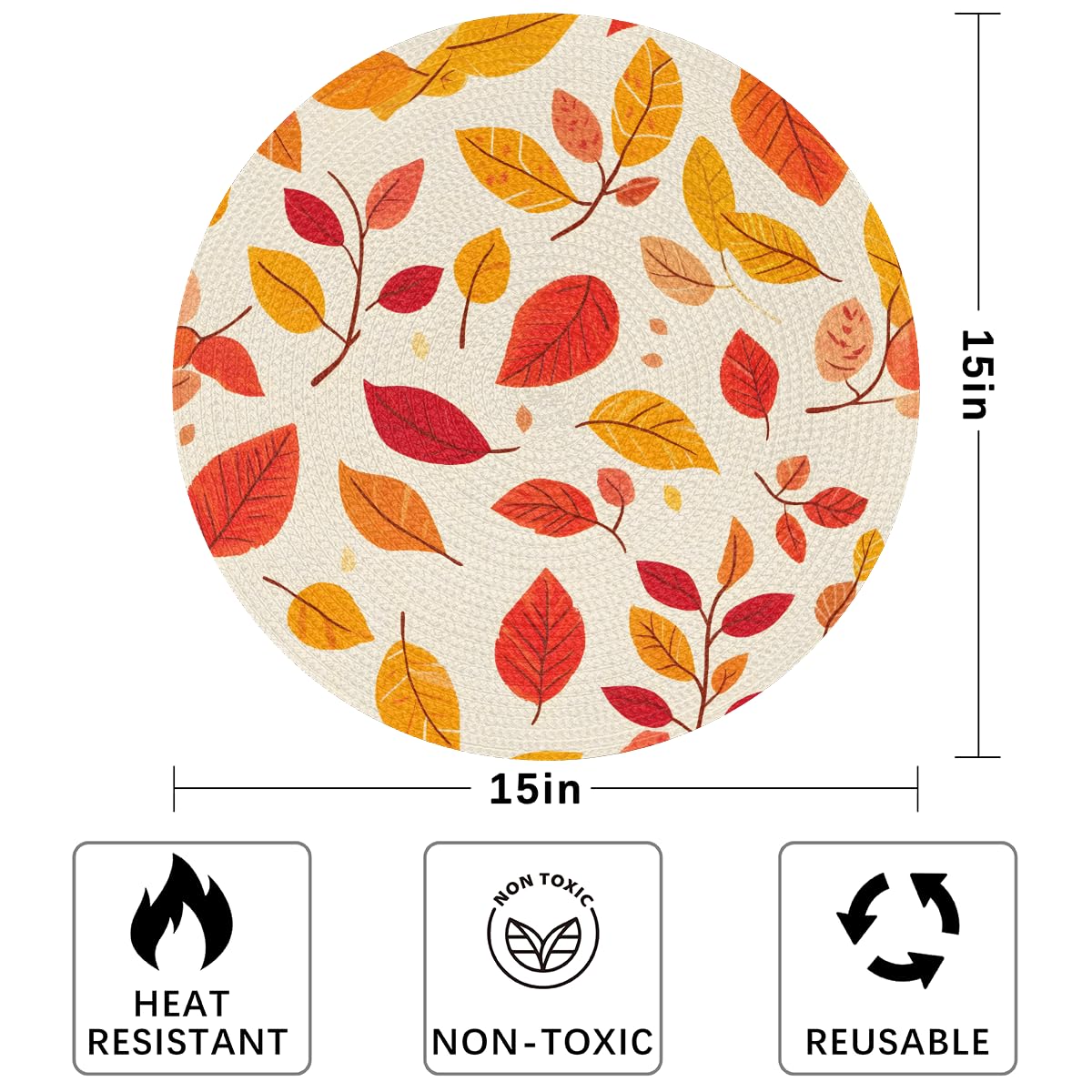 Autumn Woven Placemats Round Placemats Set of 4 Festival Party (A 016 / 4 pieces)