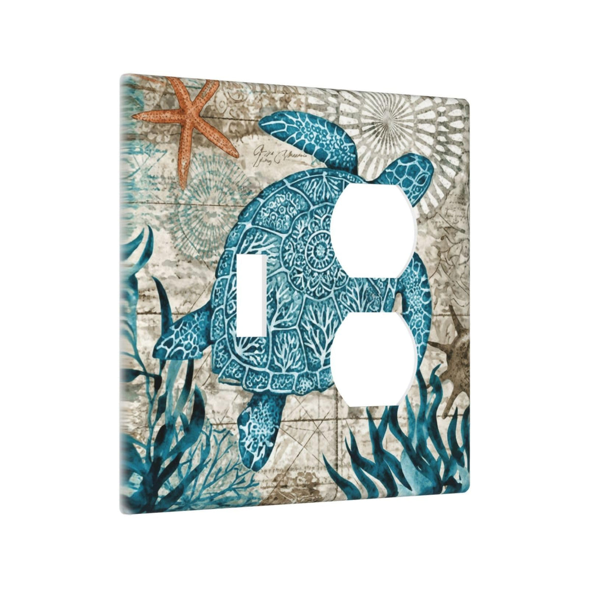 Nautical Beach Turtle Coastal 2 Gang 1 Toggle (Nautical Beach Turtle Coastal / 1-Toggle/Duplex Combo)