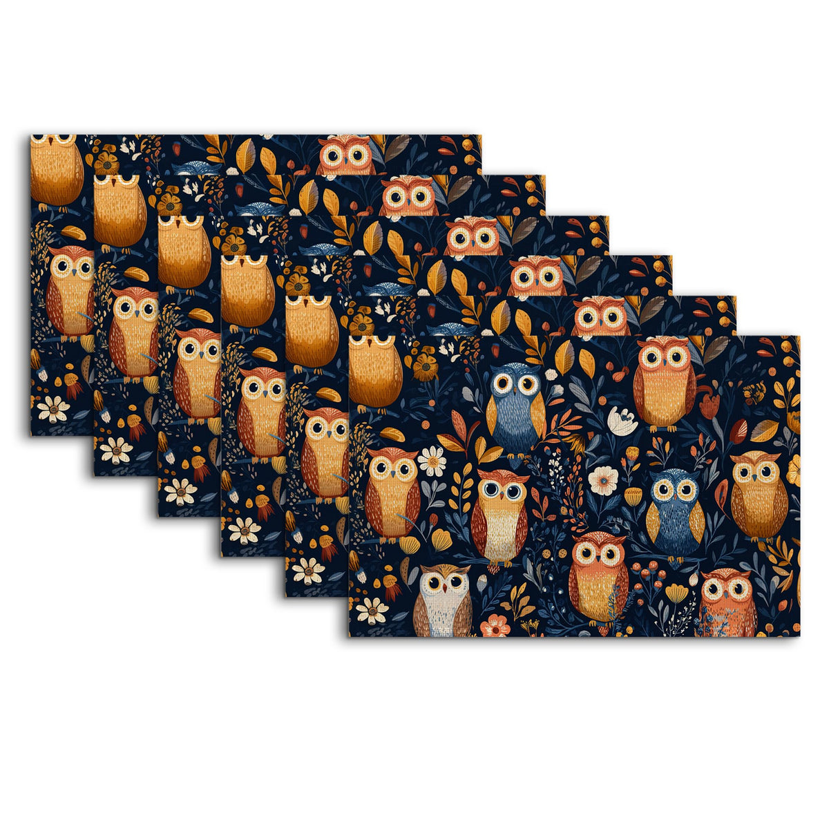 Cute Owl Flower Placemats Set of 6 (Cute Owl Flower)