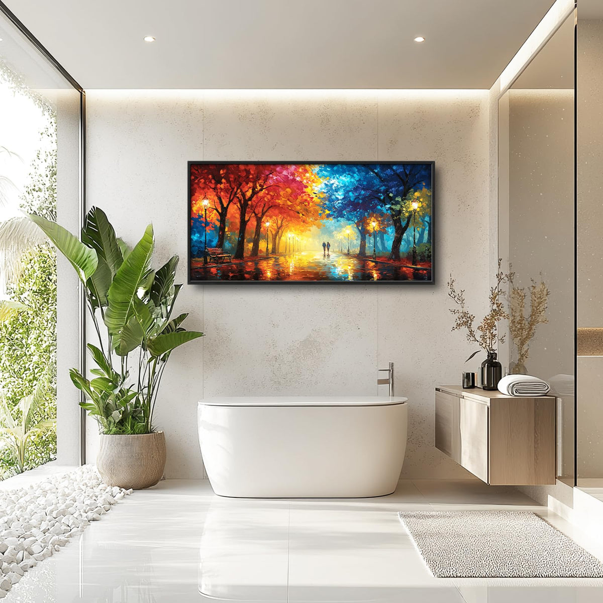 Colorful Tree Large Wall Art Abstract Wall Decor Canvas Framed Pictures Painting Artwork For Living Room Bedroom Office 30"X60" (Colorful Tree / 60"L x 30"W)