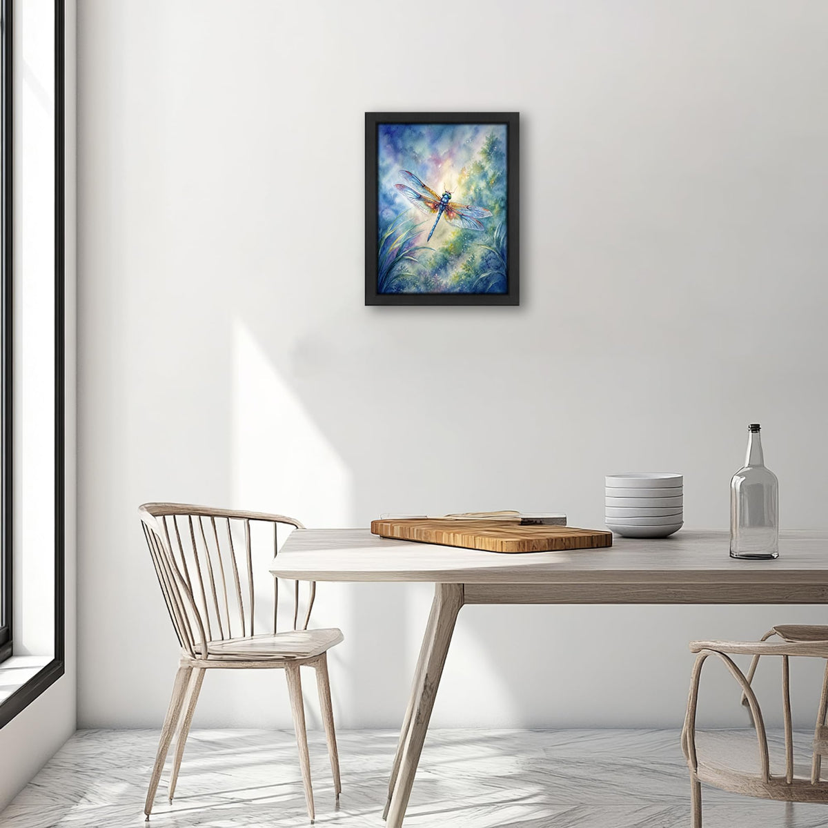 Watercolor Dragonfly Decor Wall Art (Wall Art Framed 44 / 10"L x 8"W)