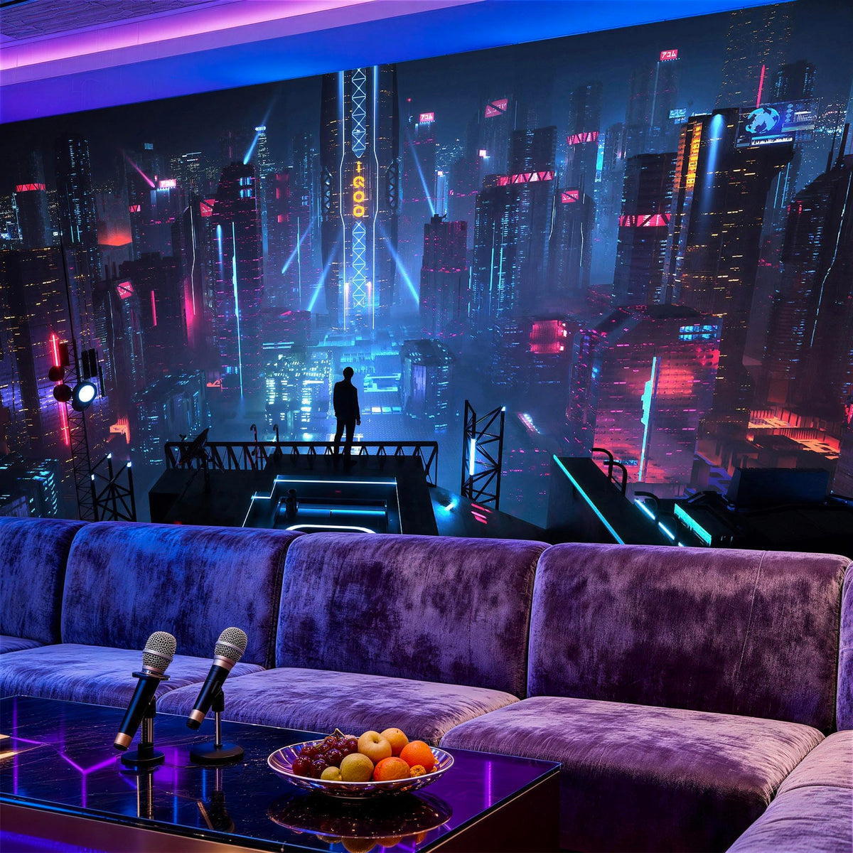 Peel and Stick Wall Mural Wallpaper Night Club 157"×108" Decor K04 (K04 / 157" x 108")