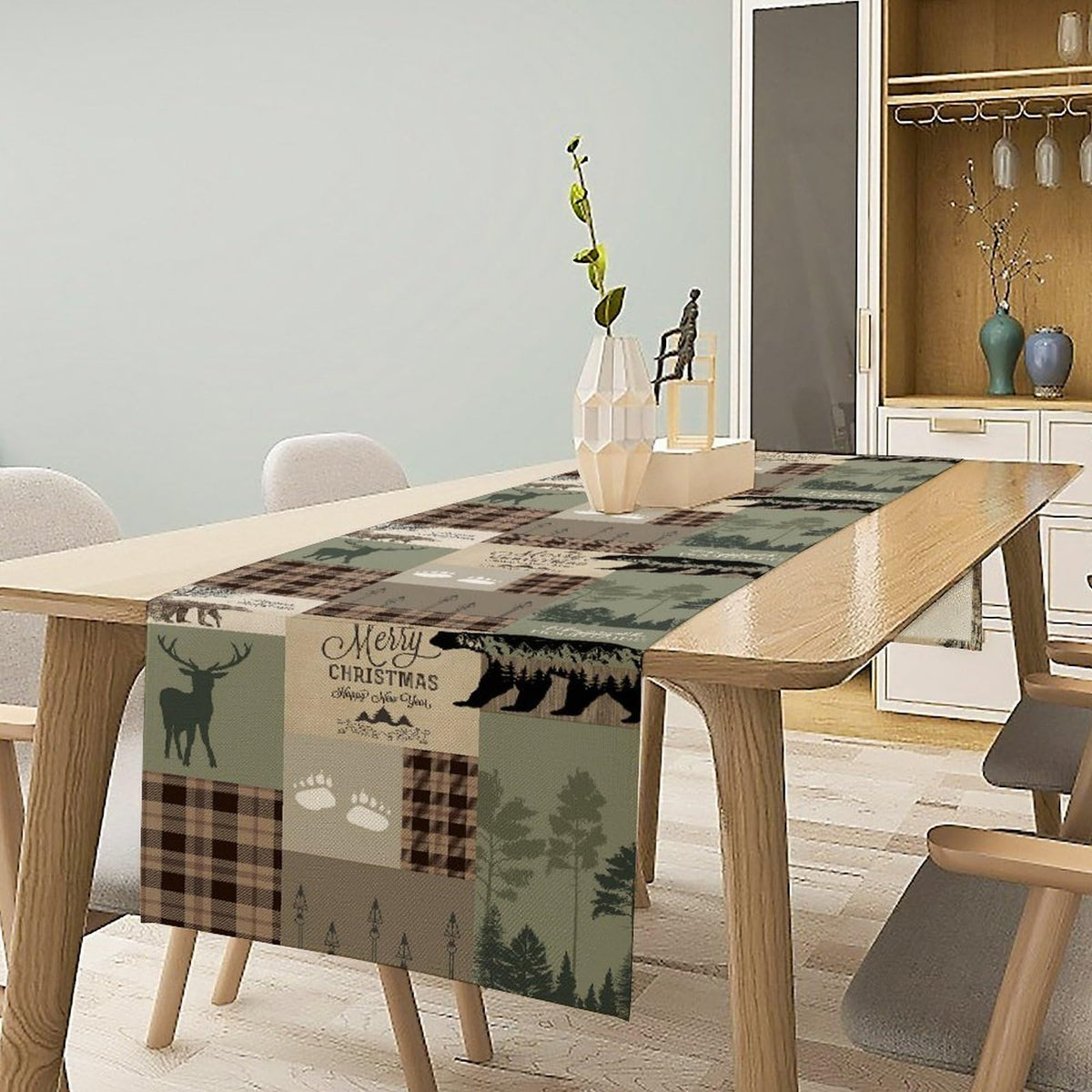 Rustic Country Bear Table Runner (13x90inch / Deer-2)