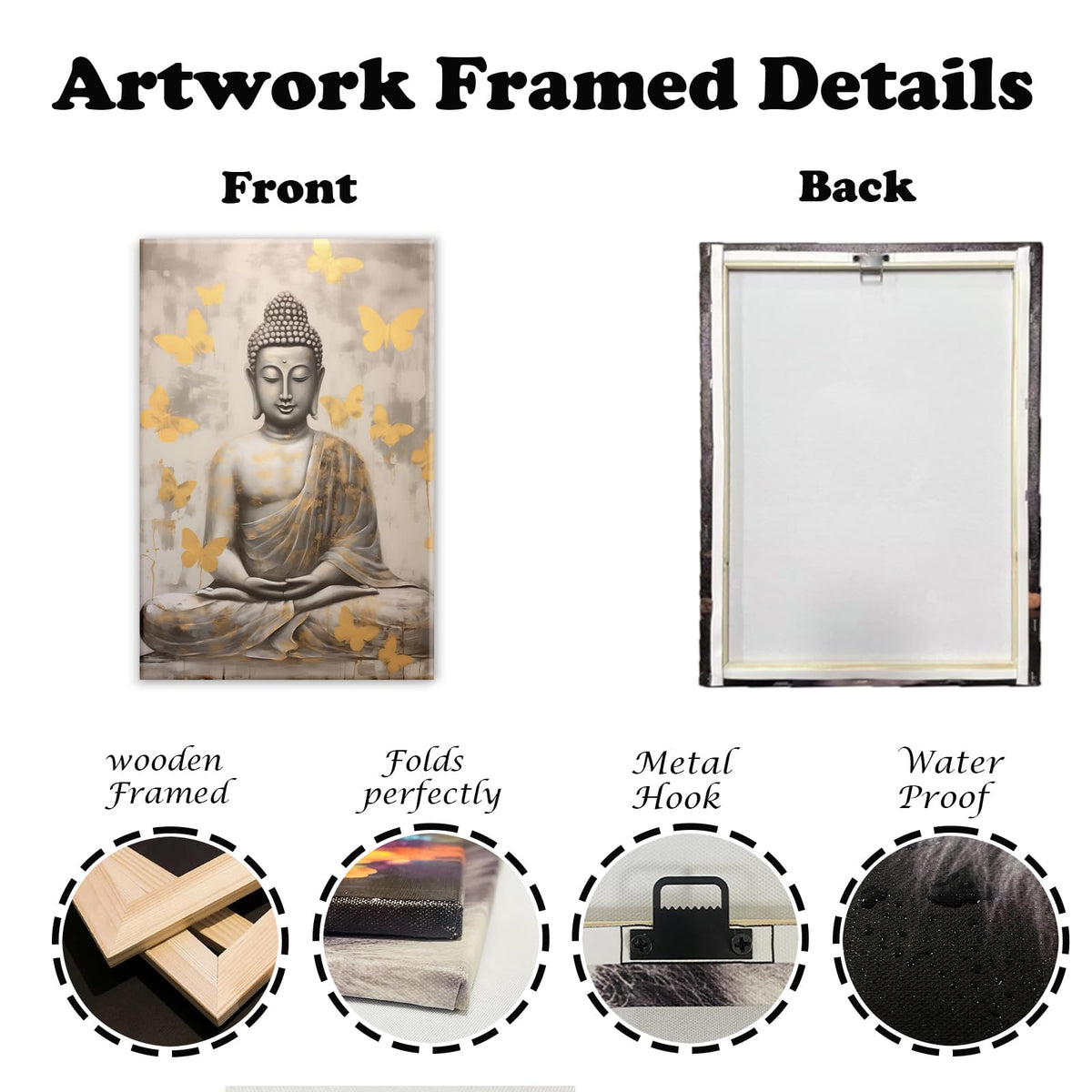 Buddha Wall Art Vintage Buddha Painting Print For Living Room Bedroom Yoga Room Buddhist Meditation Room Home Decorations (Buddha-3 / 42L" x 28W")