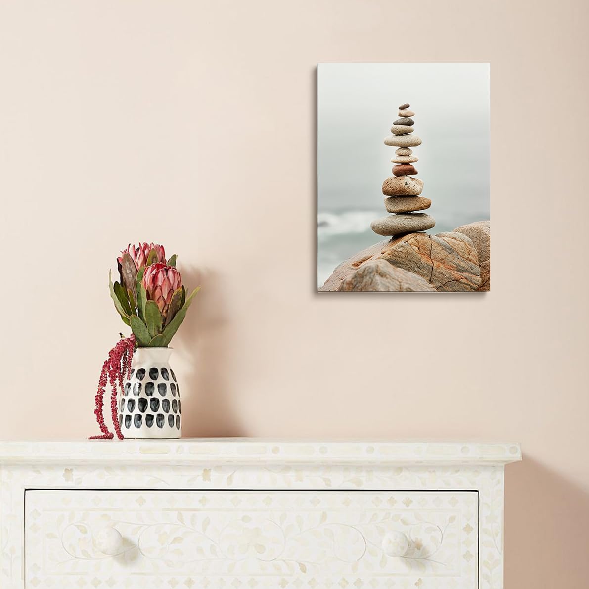Tall Zen Rock Stack Wall Art (Wood Framed-7 / 11"L x 14"W)