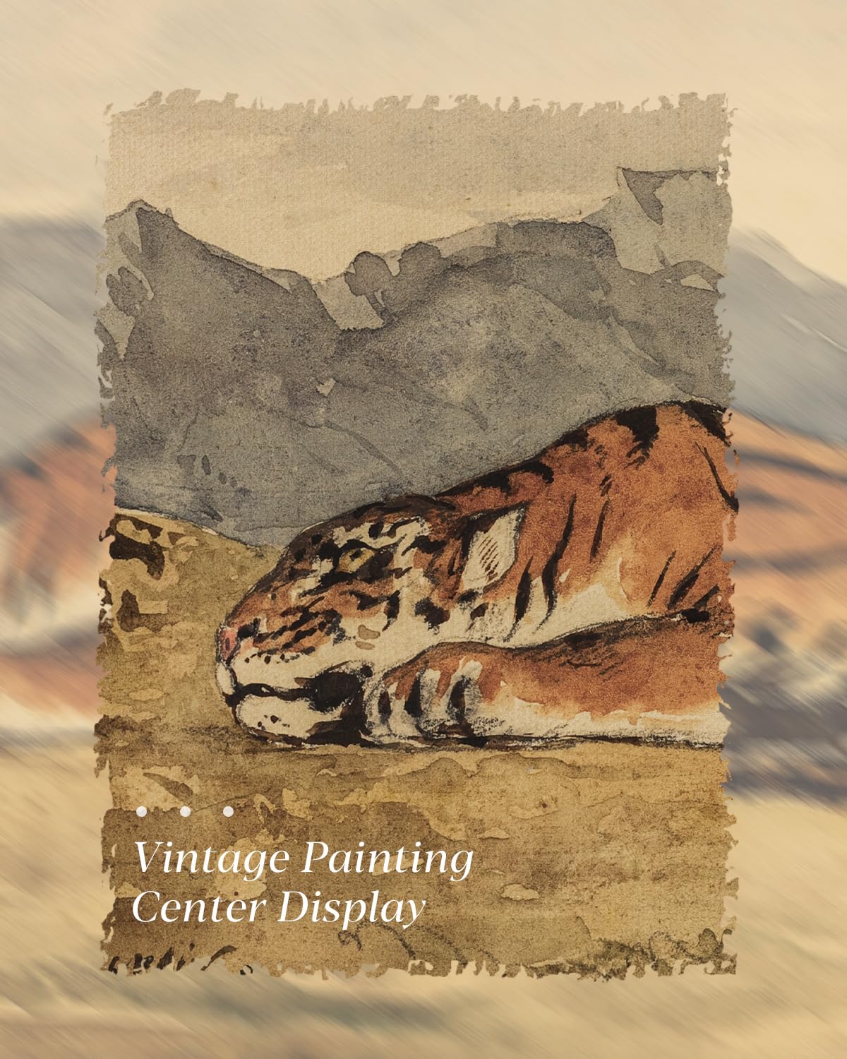 Framed Sleeping Tiger Wall Art 12x16 Inch (The Tiger / 16"L x 12"W)
