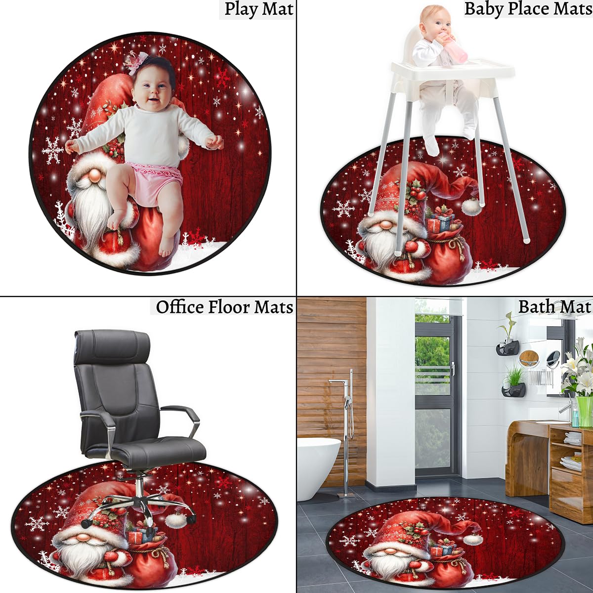 3 Ft Christmas Round Rug Circle Area Rugs Circular Door Mat for Indoor (B:d-27 / 3' (Round))