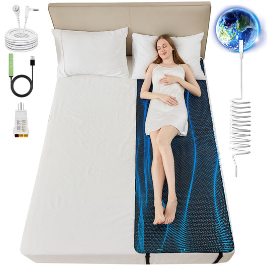 Grounding Mat for Bed Grounding Mattress Pad Conductive Earthing Bed Mat (King-76"×27" / Black)