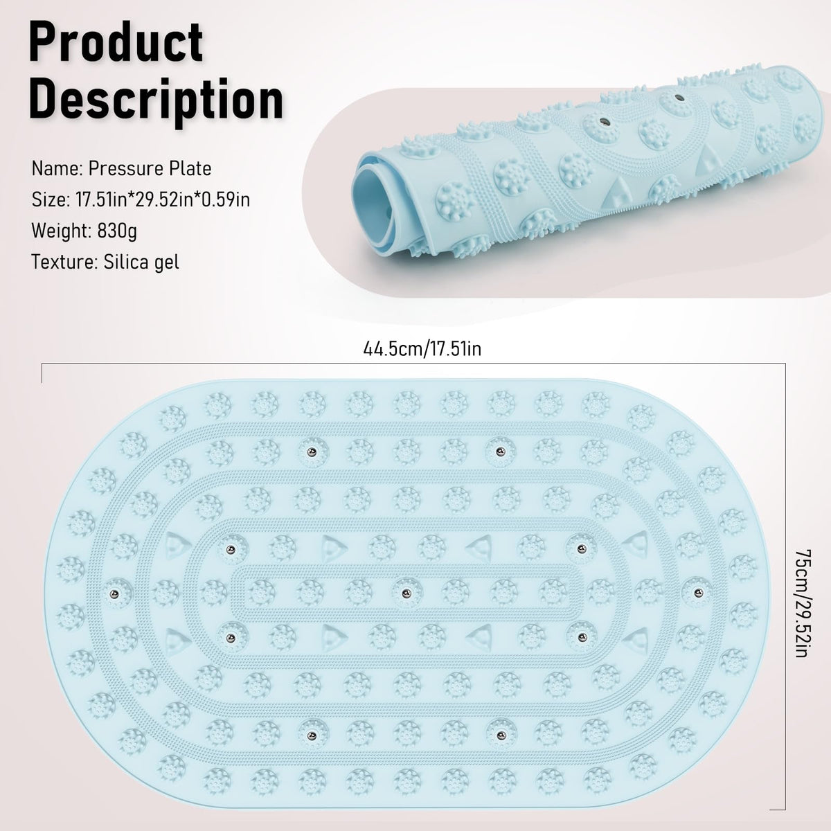 Silicone Acupressure Mat (30x17.7" Blue)