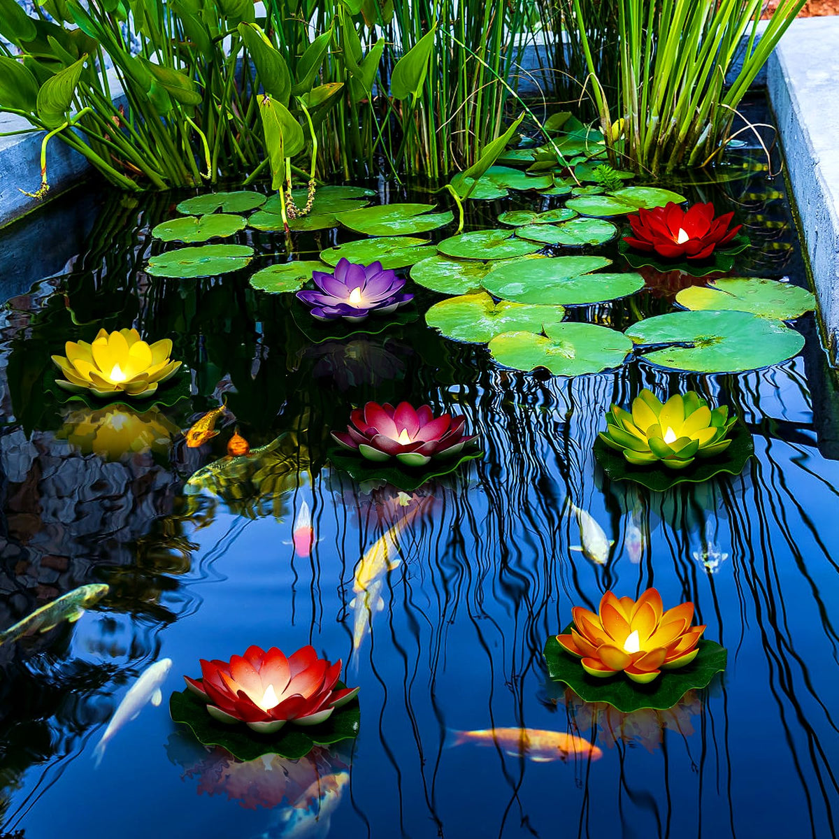 12PCS Floating Lotus Light (5'' / Mix-color)