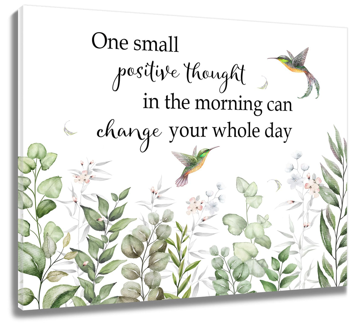 Hummingbird Plant Wall Art Prints Inspirational Green Eucalyptus Leaf Canvas Wall Art for Bathroom Bird with Floral Botanical Canvas Paintings Wall Decor for Bedroom Living Room (8"L x 10"W / Green)