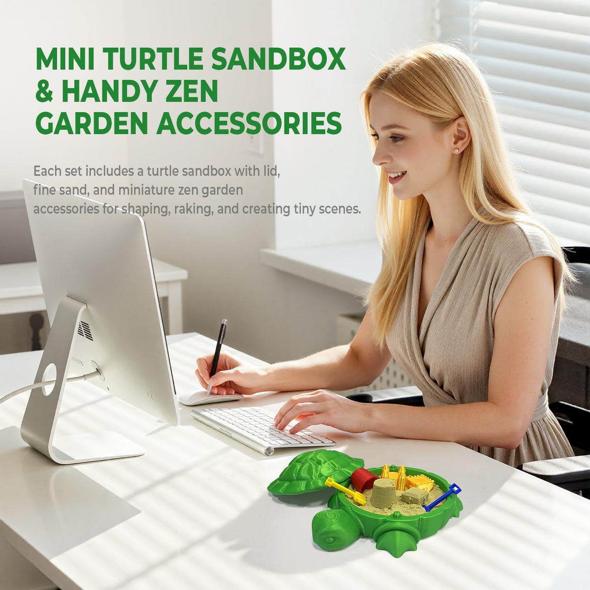 Mini Turtle Sandbox Zen Garden for Desk