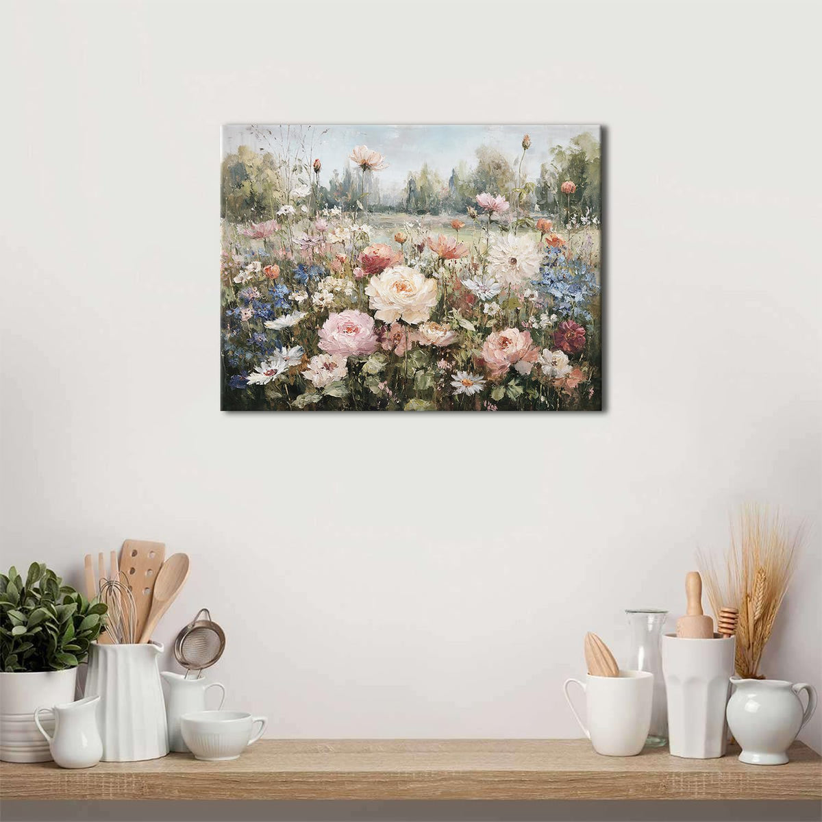 Pink Flower Wall Art Bathroom Decor Vintage Floral Canvas Pictures Rustic Farmhouse Wildflowers Prints Abstract Botanical Landscape Paintings Poster Rose Aesthetic Artwork for Home Decoration 12x16" (16"L x 12"W / Pink Flower)
