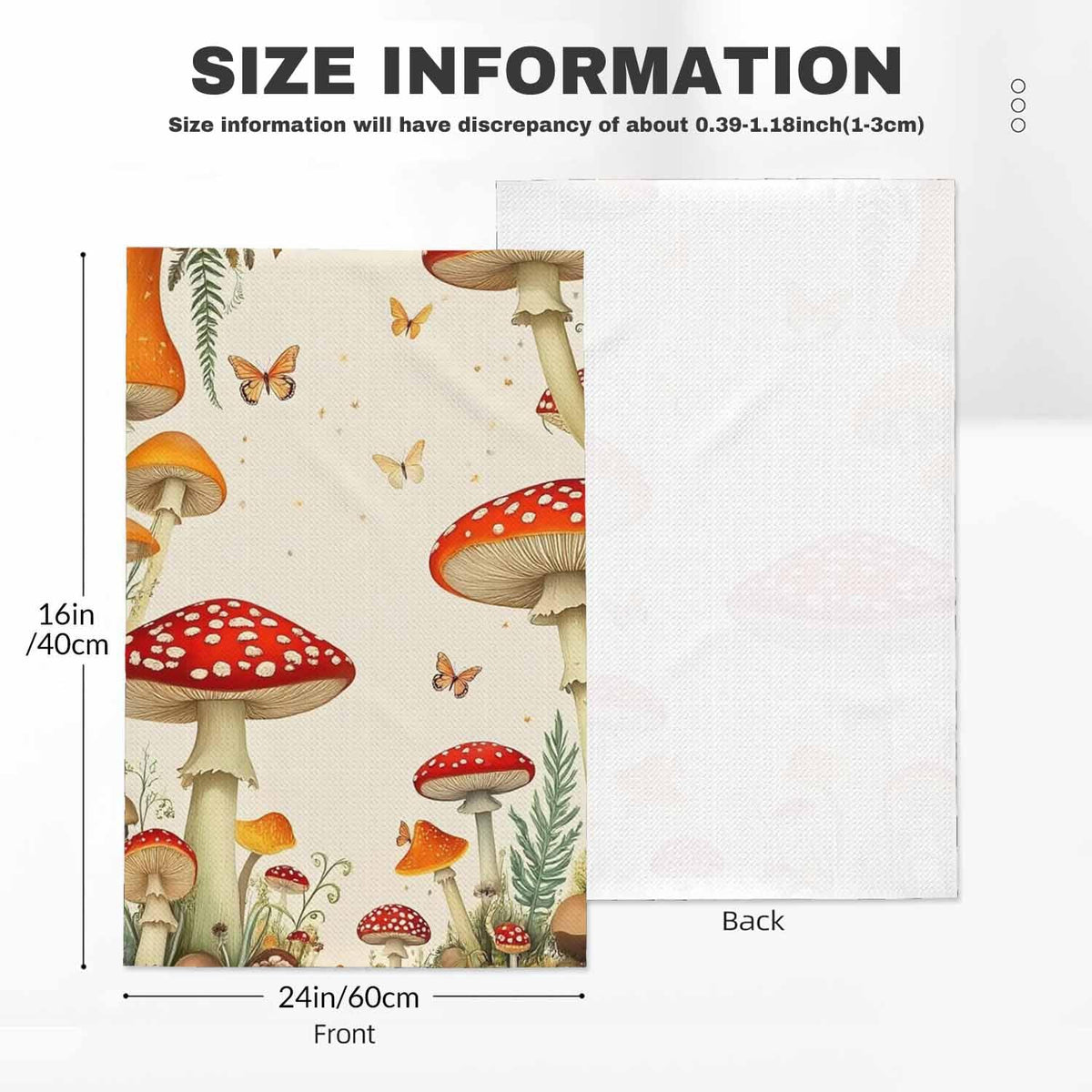 Mushroom Moon 2Pcs Kitchen Towels Butterfly Leaf 16X24 Inch Ultra Soft Tea Towel Super Absorbent Terry Dish Towels for Kitchen Linens (Mushroom Moon)
