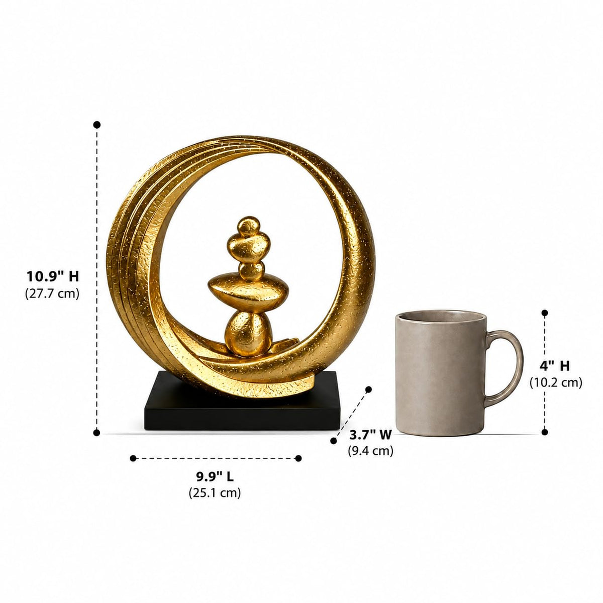 Gold Sculptures Decor for Modern Home Shelves Fireplace Mantel (Whole Gold)