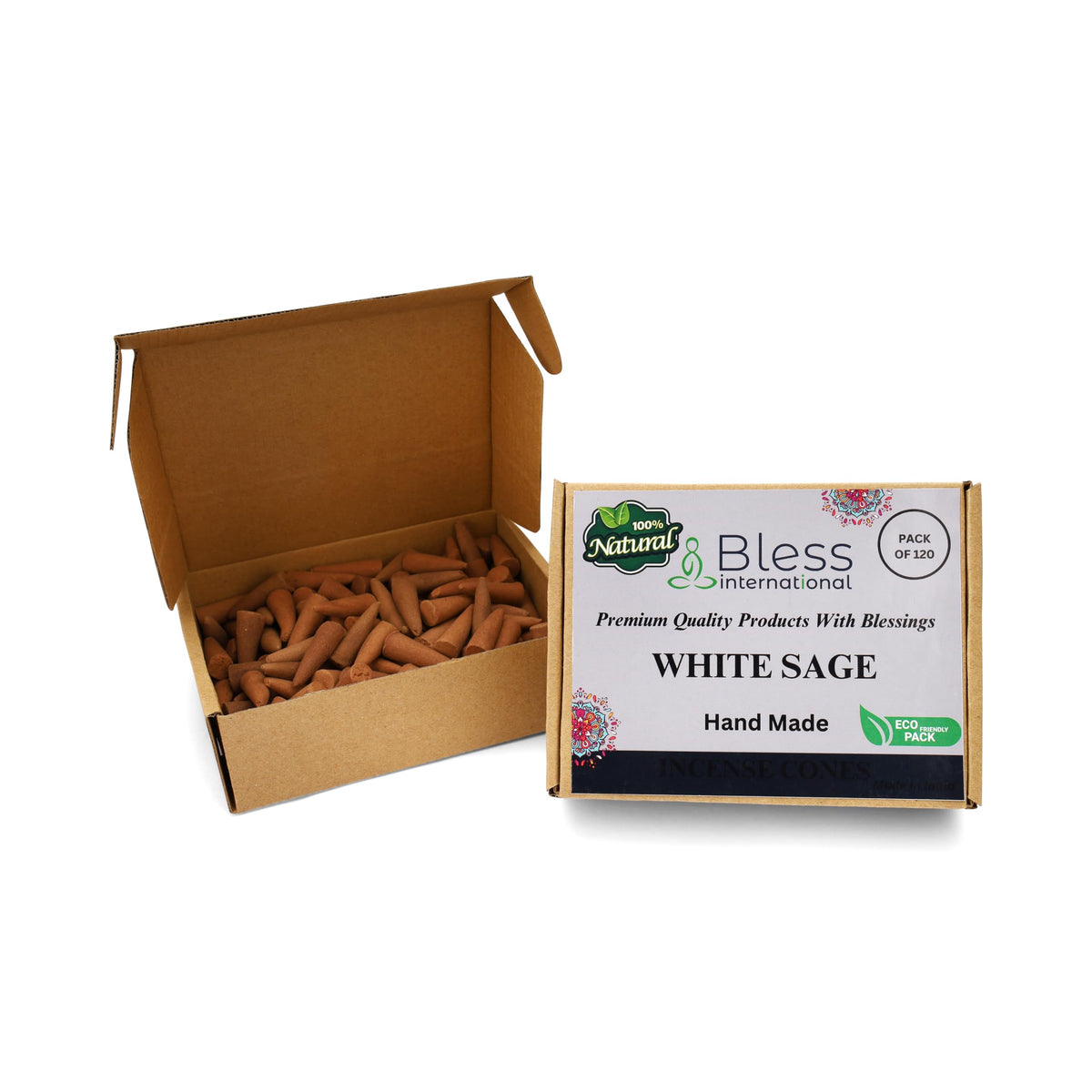 Bless International White Sage 100% (White Sage / Pack Of 120 Cones)
