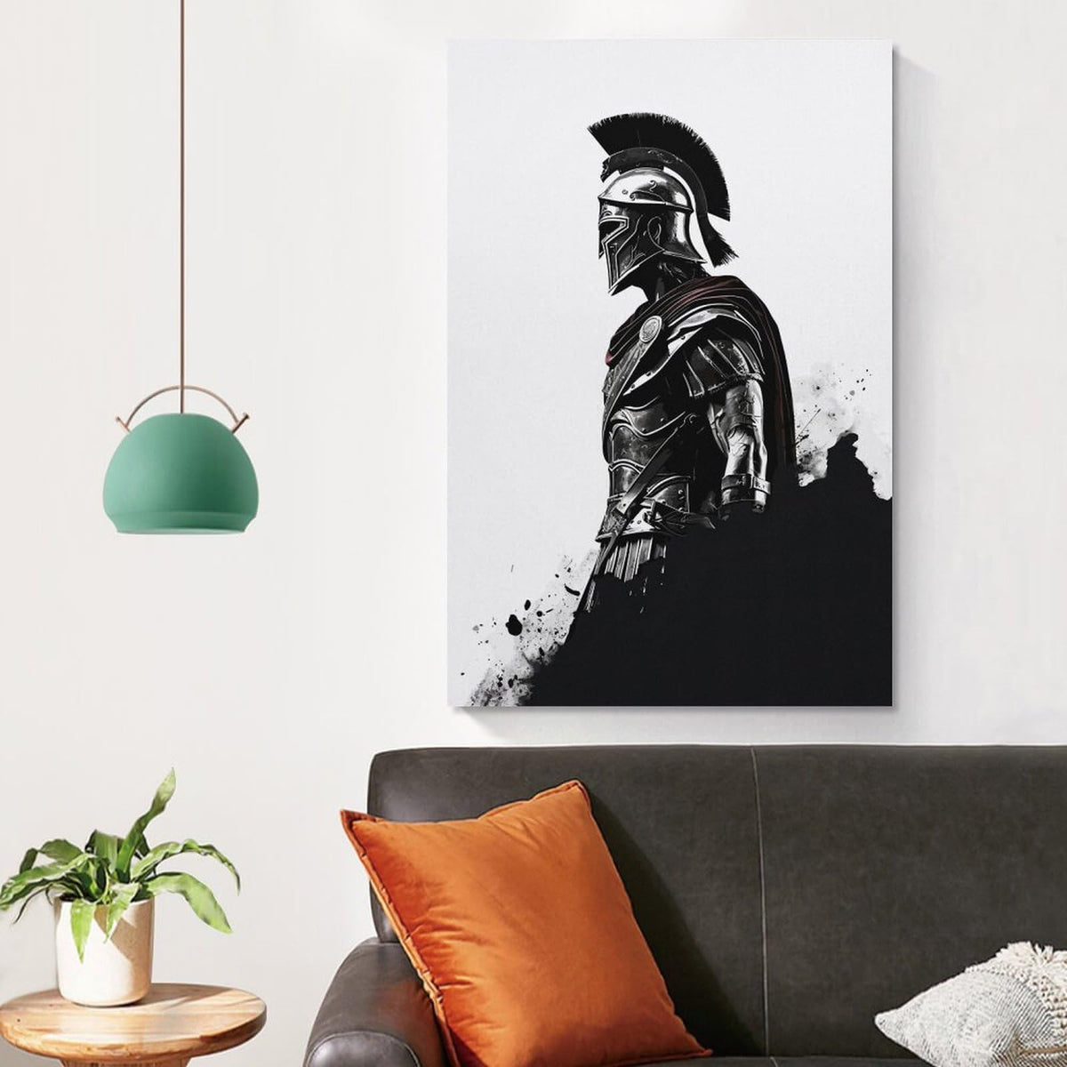 Spartan Warrior Soldier Canvas Printing Wall Art Prints Wall Decor Posters Minimalist Black White Greek Armor Figure Scandinavian Bohemian Living Room Bedroom Office Decor 24x36inch (style-9 / 24x36inch(60x90cm) Unframe)