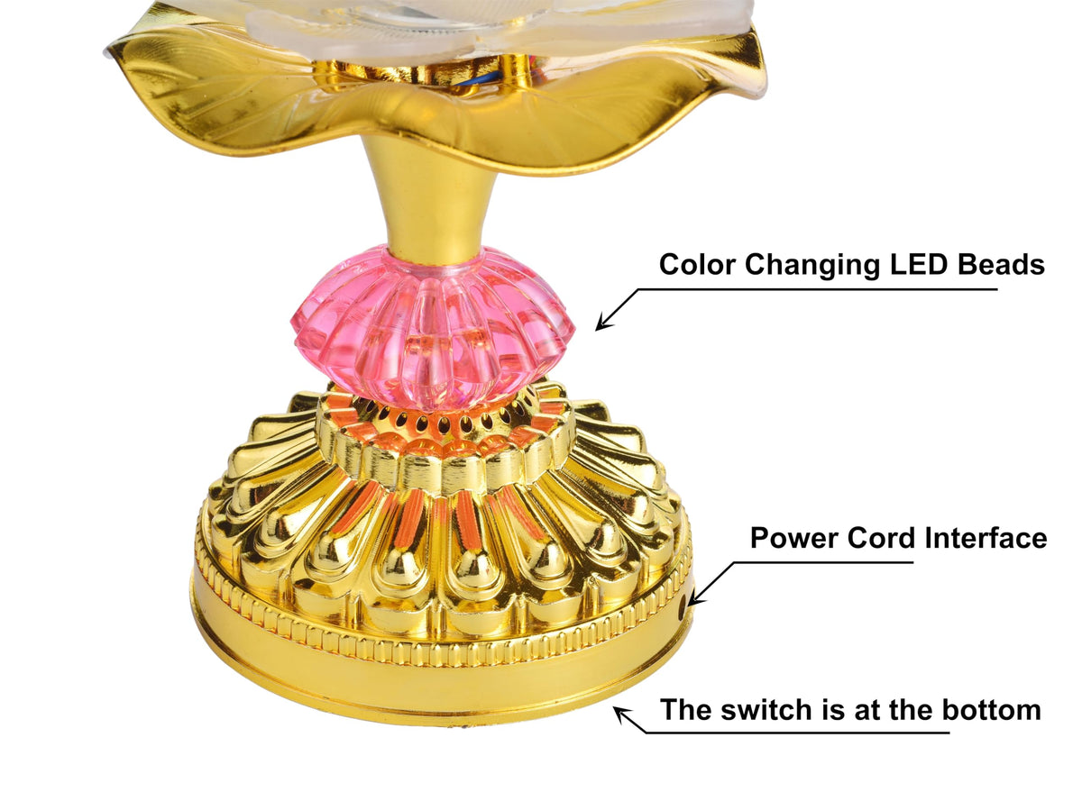 Colorful LED Lotus Buddhist Lamp Gradient Buddha Light (White)
