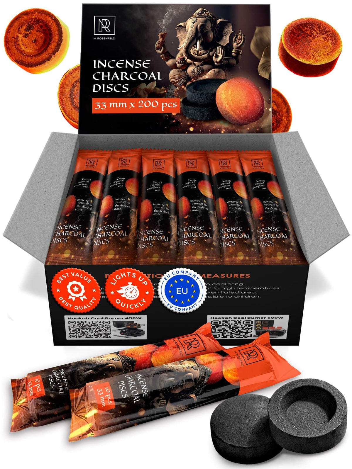 Charcoal Discs to Burn Incense (200 Charcoal Discs)