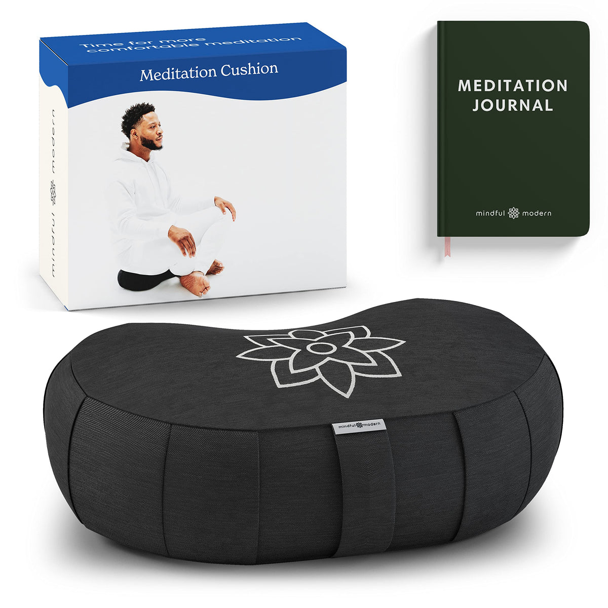 Mindful & Modern Large Meditation Cushion (Crescent - Black)
