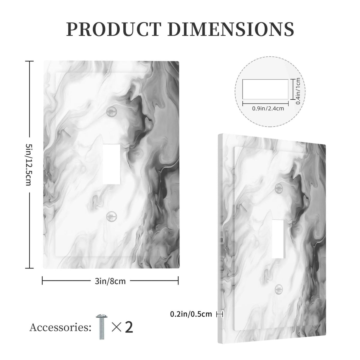 Grey and White Black (White Black/Grey Ombre Marble / Toggle Mid 1-Gang)