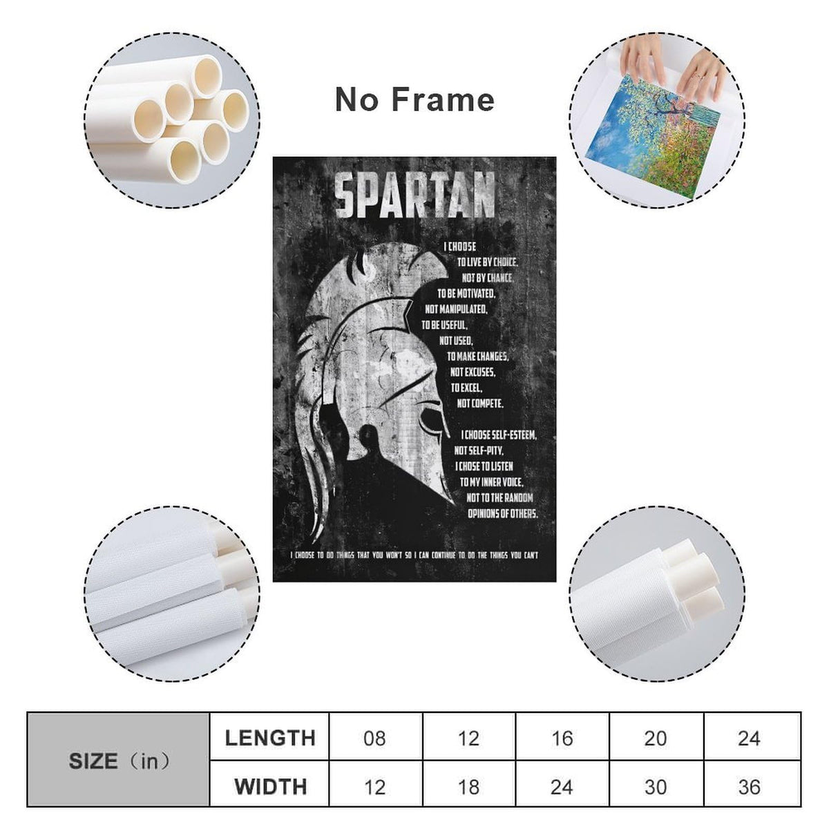Spartan Motivational Quote Canvas Printing Wall Art Prints Wall Decor Posters Black White Distressed Helmet Philosophy Nordic Living Room Bedroom Office Gym Decor 20x30inch (style-20 / 20x30inch(50x75cm) Unframe)