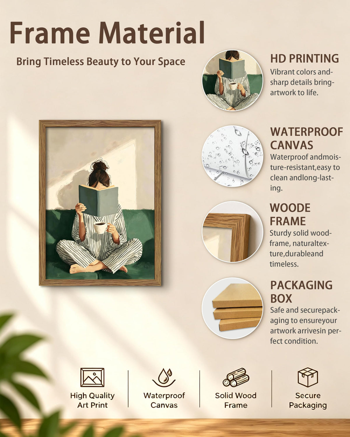 Reading Woman Canvas Wall Art (A-Girl Reading a Book / 16"L x 12"W)