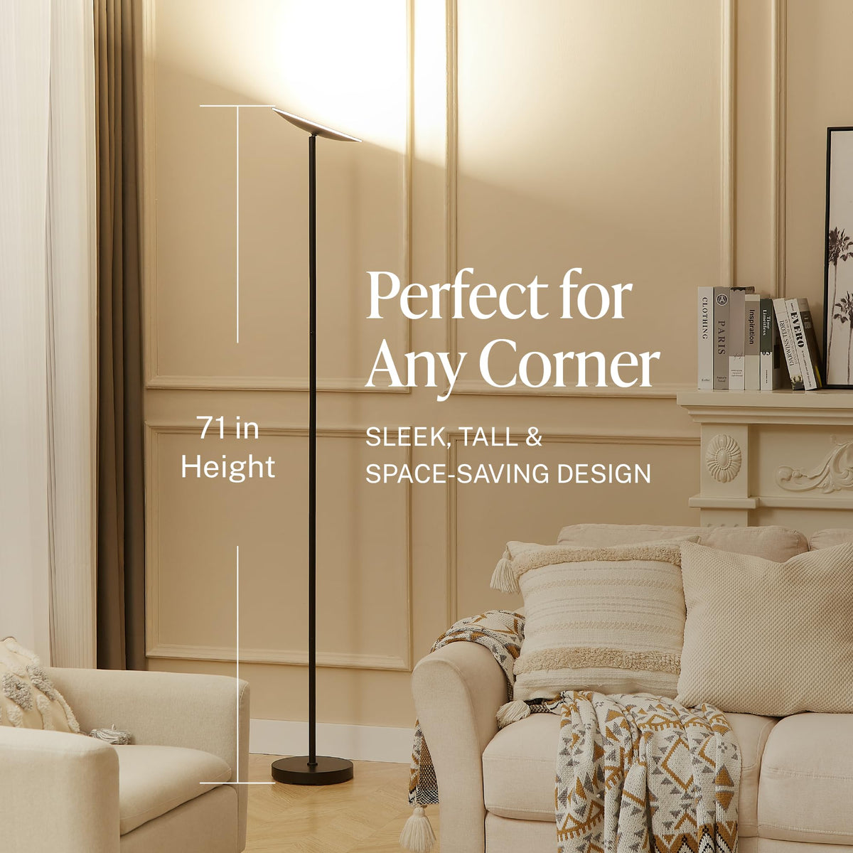 LED Torchiere Floor Lamp (Black)