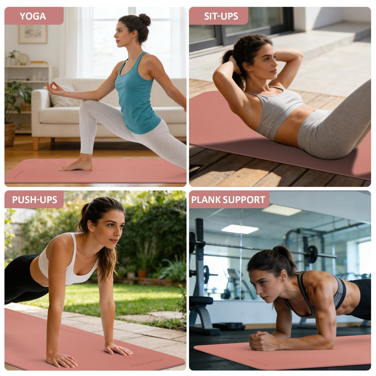 Yoga Mat Non Slip (Pink / 0.24*24*72 Inches)