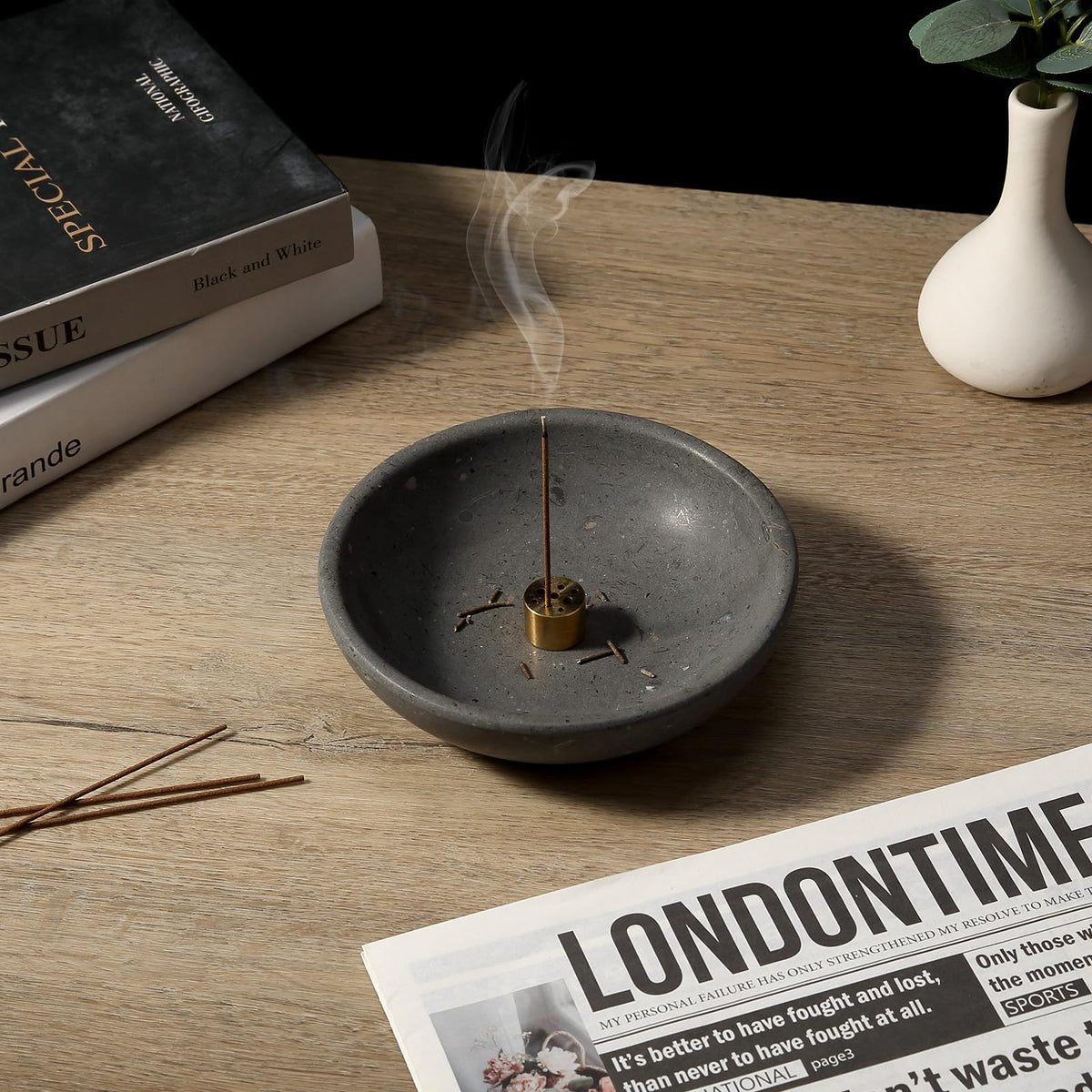 Natural Marble Incense Holder (D=150-gray)